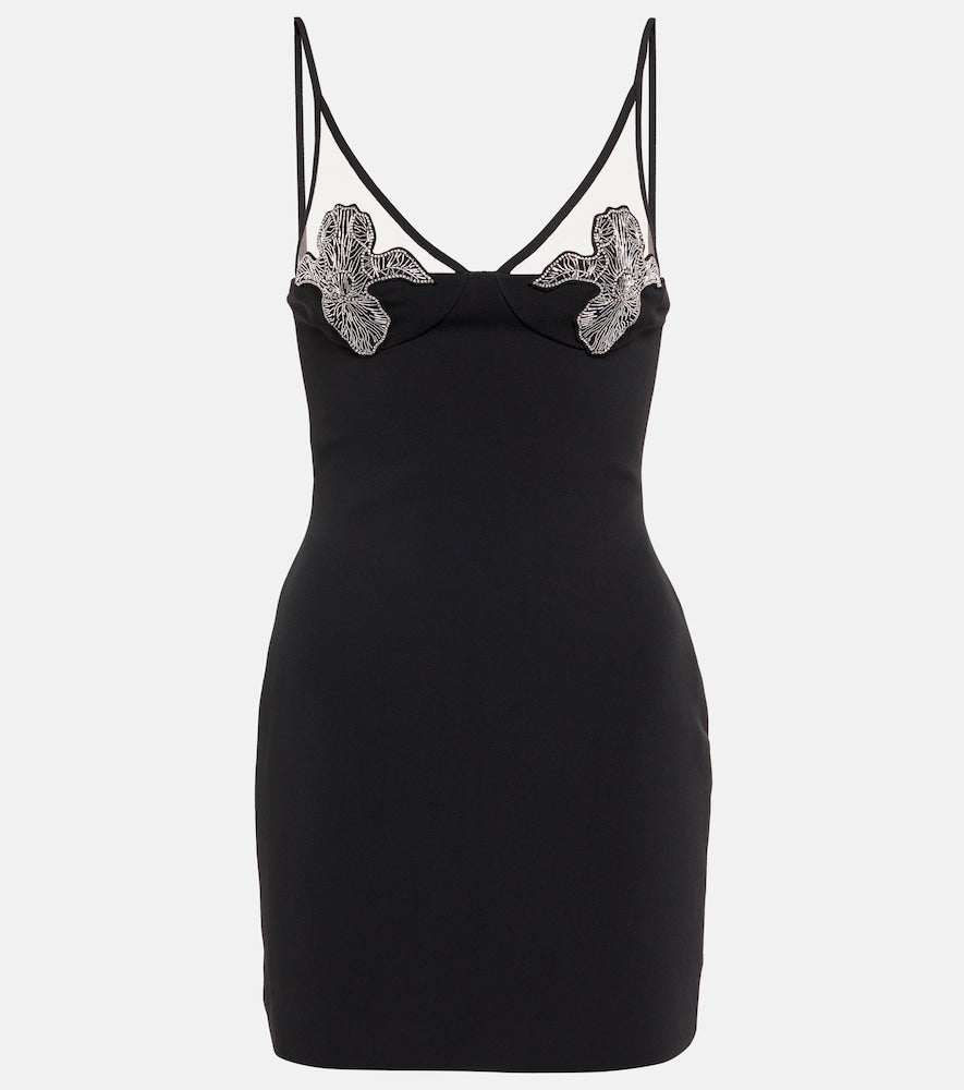 David Koma Mesh-panel embellished minidress. David Koma 网纱拼接装饰迷你连衣裙