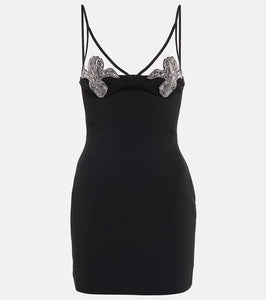 David Koma Mesh-panel embellished minidress