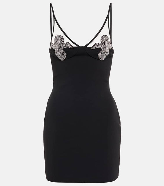 David Koma Mesh-panel embellished minidress