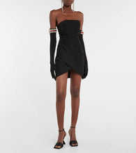 David Koma Moir√É¬© minidress and embellished gloves