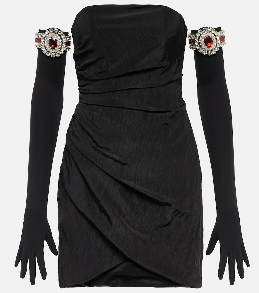 David Koma Moir√É¬© minidress and embellished gloves. David Koma Moir√É¬© 迷你连衣裙和装饰手套