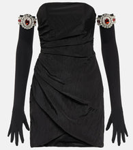 David Koma Moir√É¬© minidress and embellished gloves