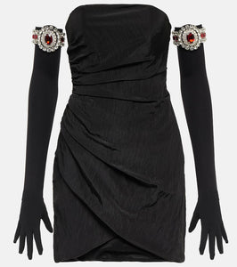 David Koma Moir√É¬© minidress and embellished gloves
