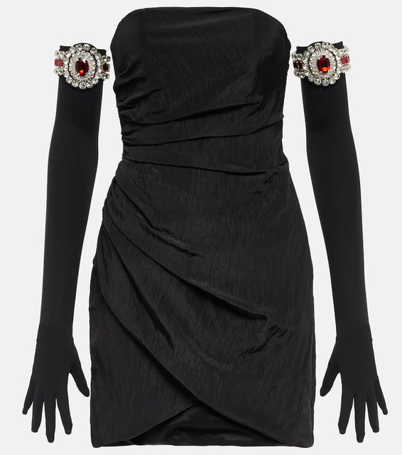 David Koma Moir√É¬© minidress and embellished gloves