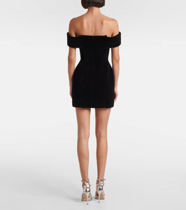 David Koma Off-shoulder velvet corset dress
