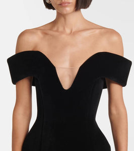 David Koma Off-shoulder velvet corset dress