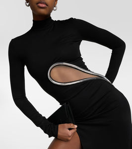 David Koma Paneled embellished jersey gown