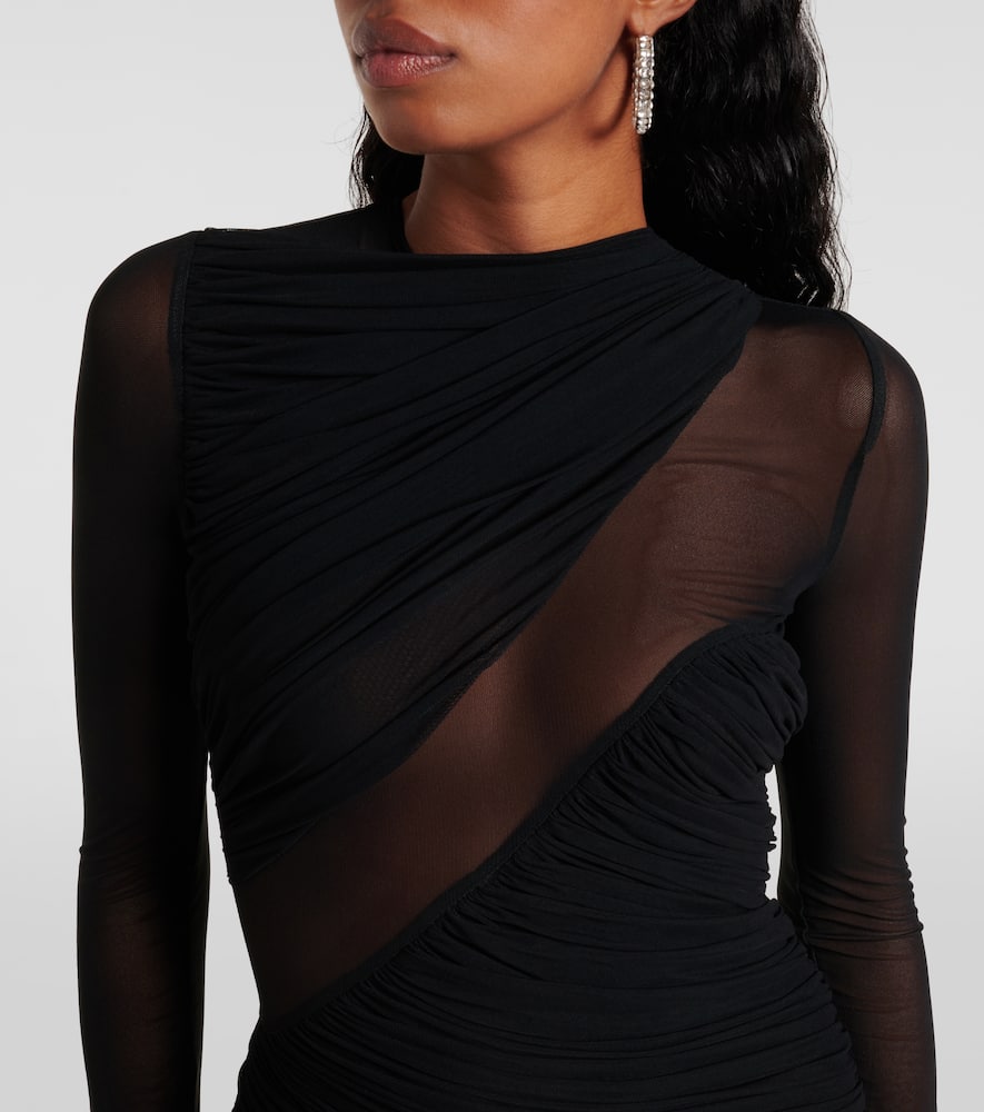 David Koma Ruched mesh minidress