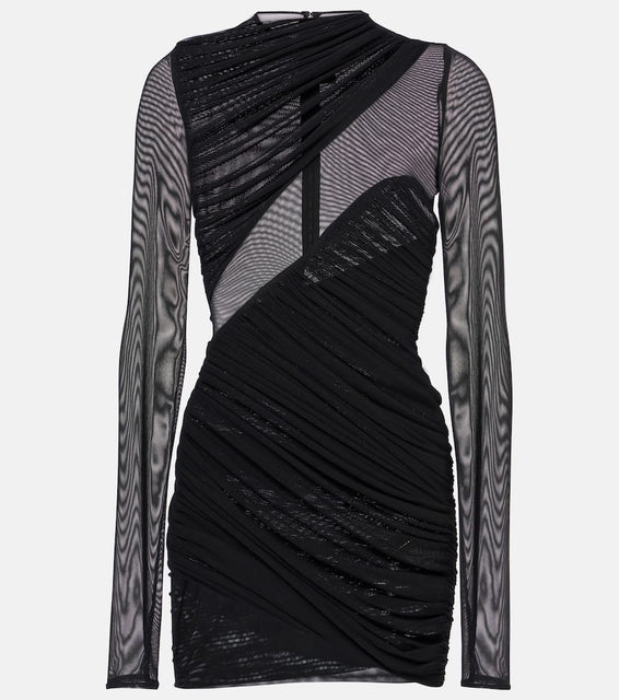David Koma Ruched mesh minidress