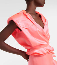 David Koma Ruffle satin wrap gown