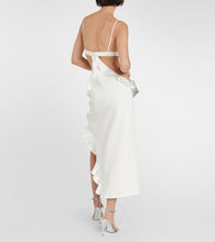 David Koma Ruffle-trimmed asymmetrical cutout midi dress