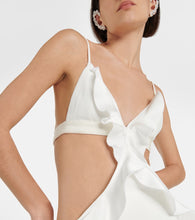 David Koma Ruffle-trimmed asymmetrical cutout midi dress