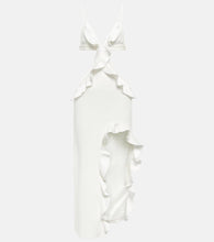 David Koma Ruffle-trimmed asymmetrical cutout midi dress. David Koma 荷叶边不对称镂空中长连衣裙