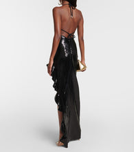 David Koma Ruffle-trimmed sequined gown