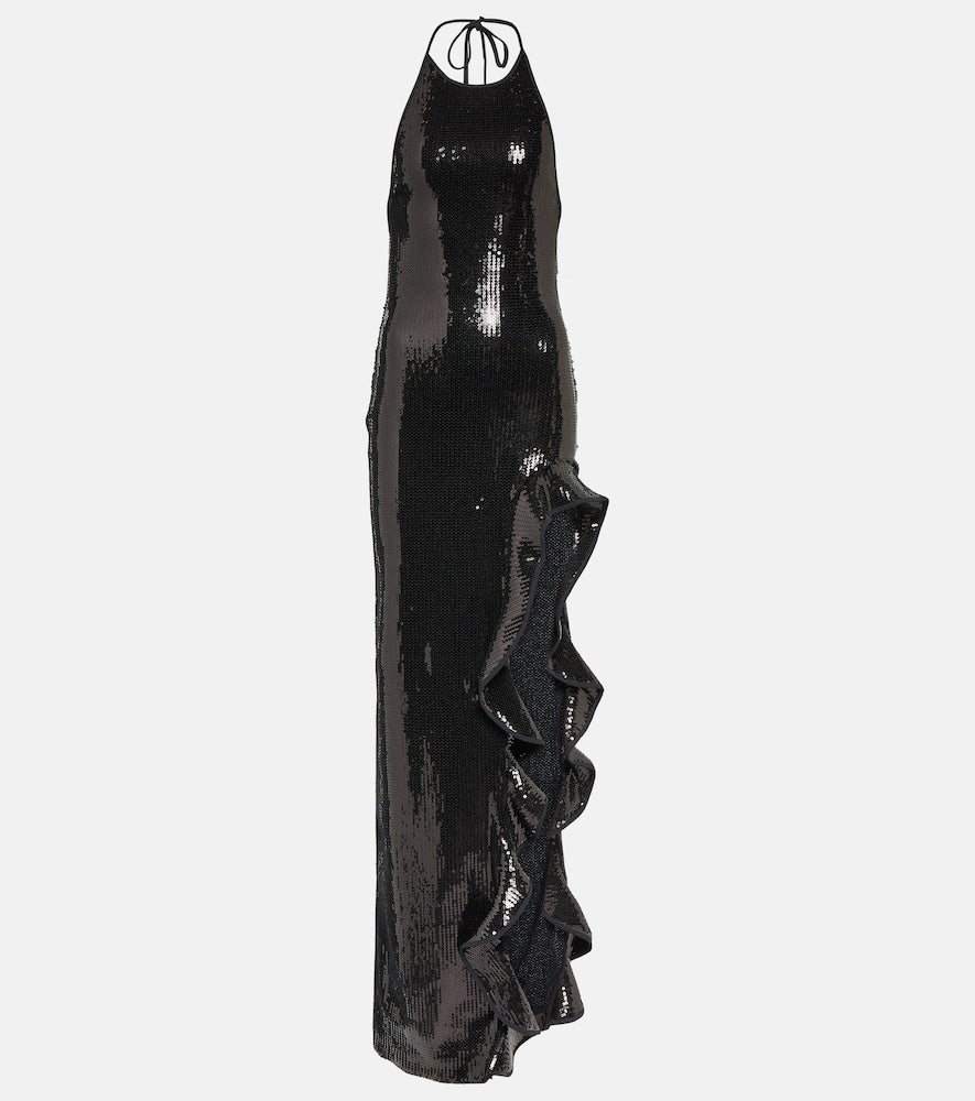 David Koma Ruffle-trimmed sequined gown. David Koma 荷叶边亮片礼服