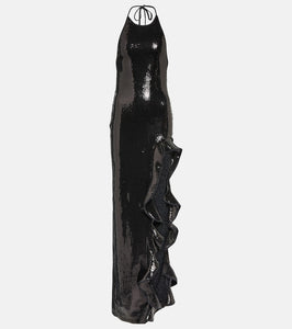 David Koma Ruffle-trimmed sequined gown