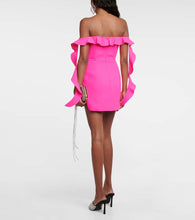 David Koma Ruffle-trimmed wool-blend minidress