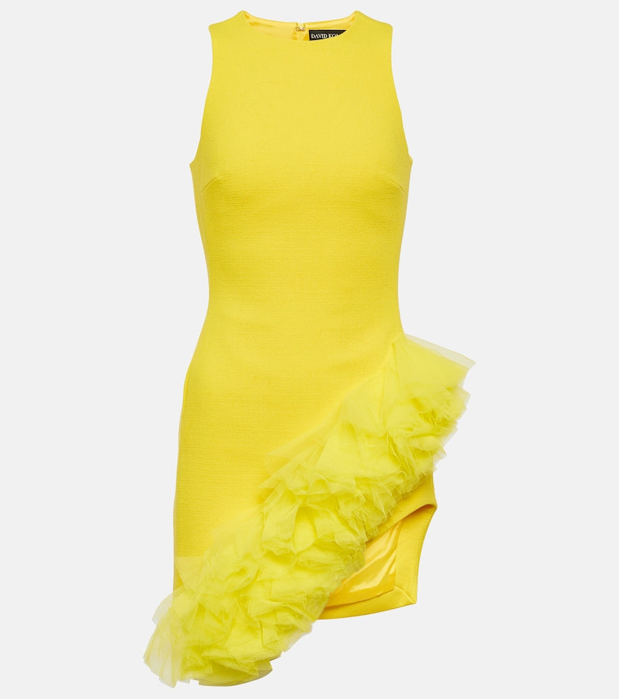 David Koma Ruffled virgin wool  minidress. David Koma 荷叶边初剪羊毛迷你连衣裙