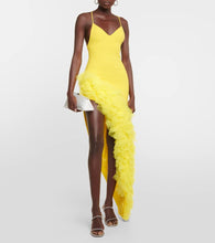David Koma Ruffled wool crepe midi dress