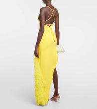 David Koma Ruffled wool crepe midi dress