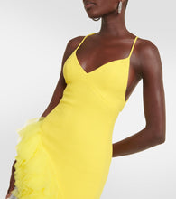 David Koma Ruffled wool crepe midi dress