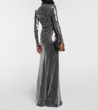 David Koma Sequined mockneck gown