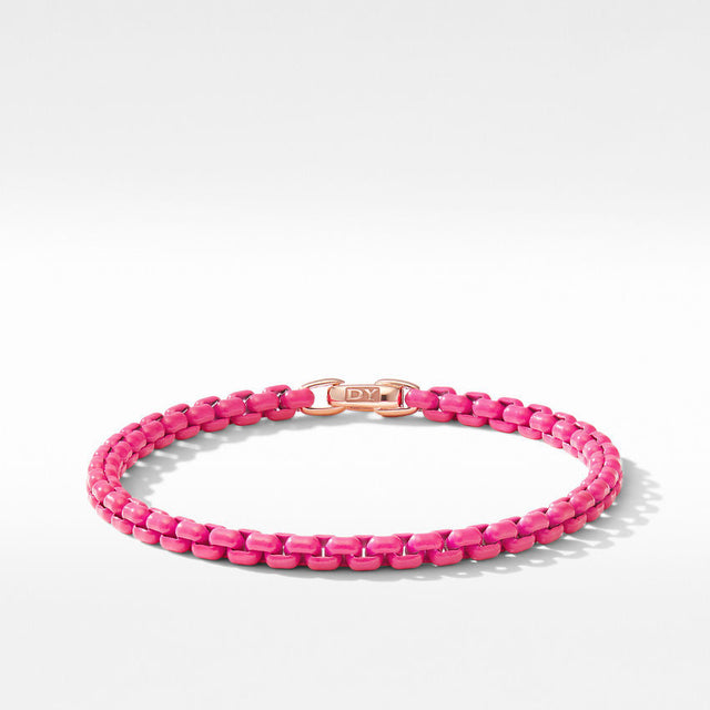 David Yurman Bel Aire Chain Bracelet in Hot Pink with 14k Rose Gold Accent | 4mm | Medium