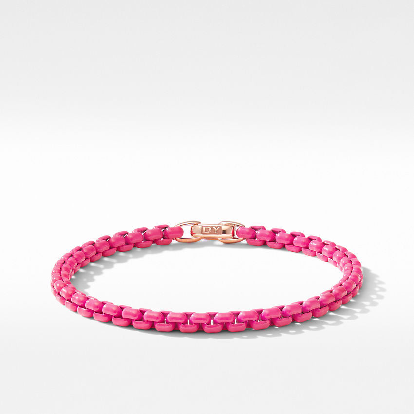 David Yurman Bel Aire Chain Bracelet in Hot Pink with 14k Rose Gold Accent | 4mm | Medium