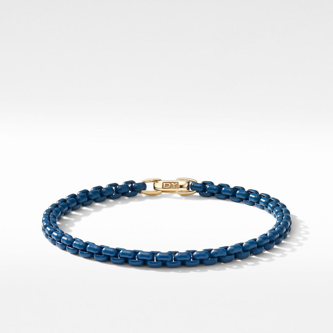 David Yurman Bel Aire Chain Bracelet in Navy with 14k Yellow Gold Accent | 4mm | Medium