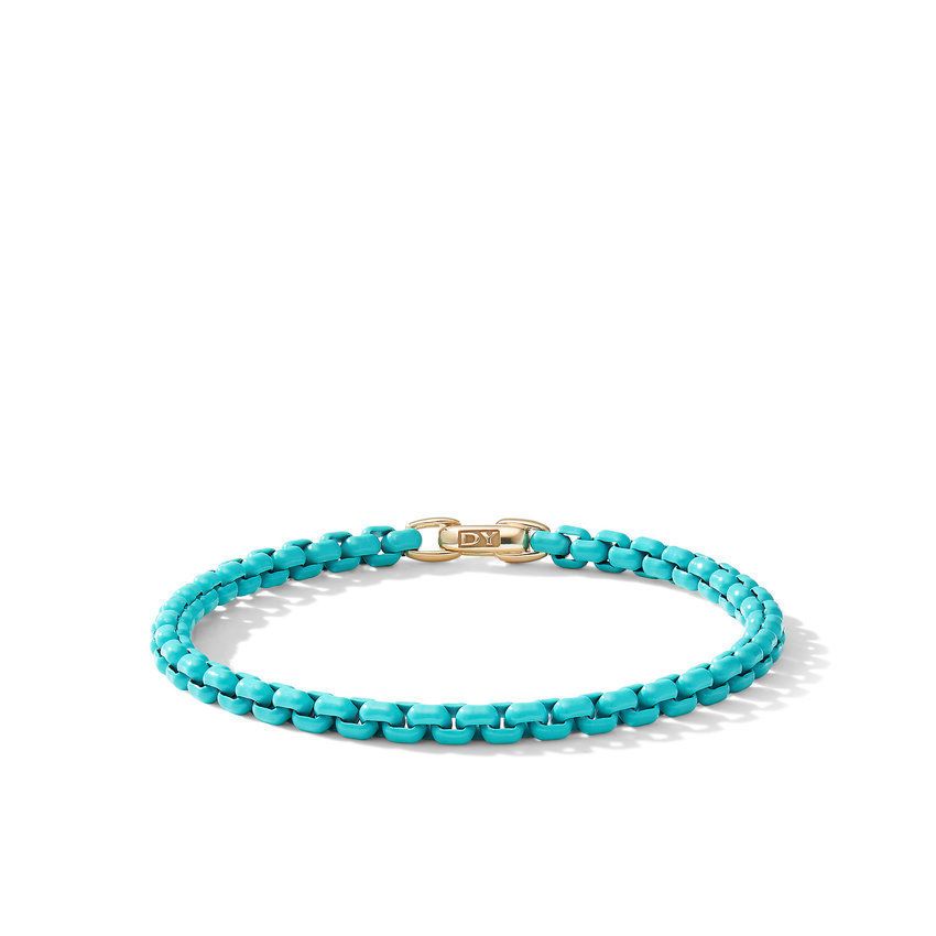 David Yurman Bel Aire Chain Bracelet in Turquoise with 14k Yellow Gold Accent | 4mm | Medium