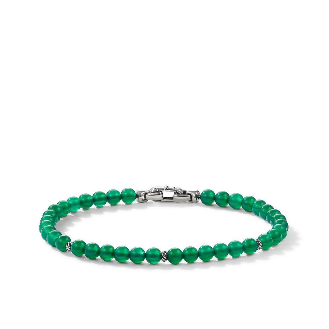 David Yurman Bijoux Spiritual Beads Bracelet in Sterling Silver with Green Onyx | Size Large