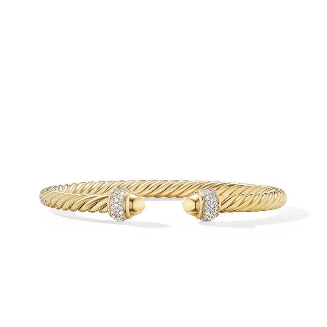 David Yurman Cable Bracelet in 18K Yellow Gold with Diamonds - Medium