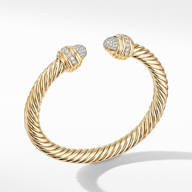 David Yurman Cable Bracelet in 18k Yellow with Diamonds, 7mm