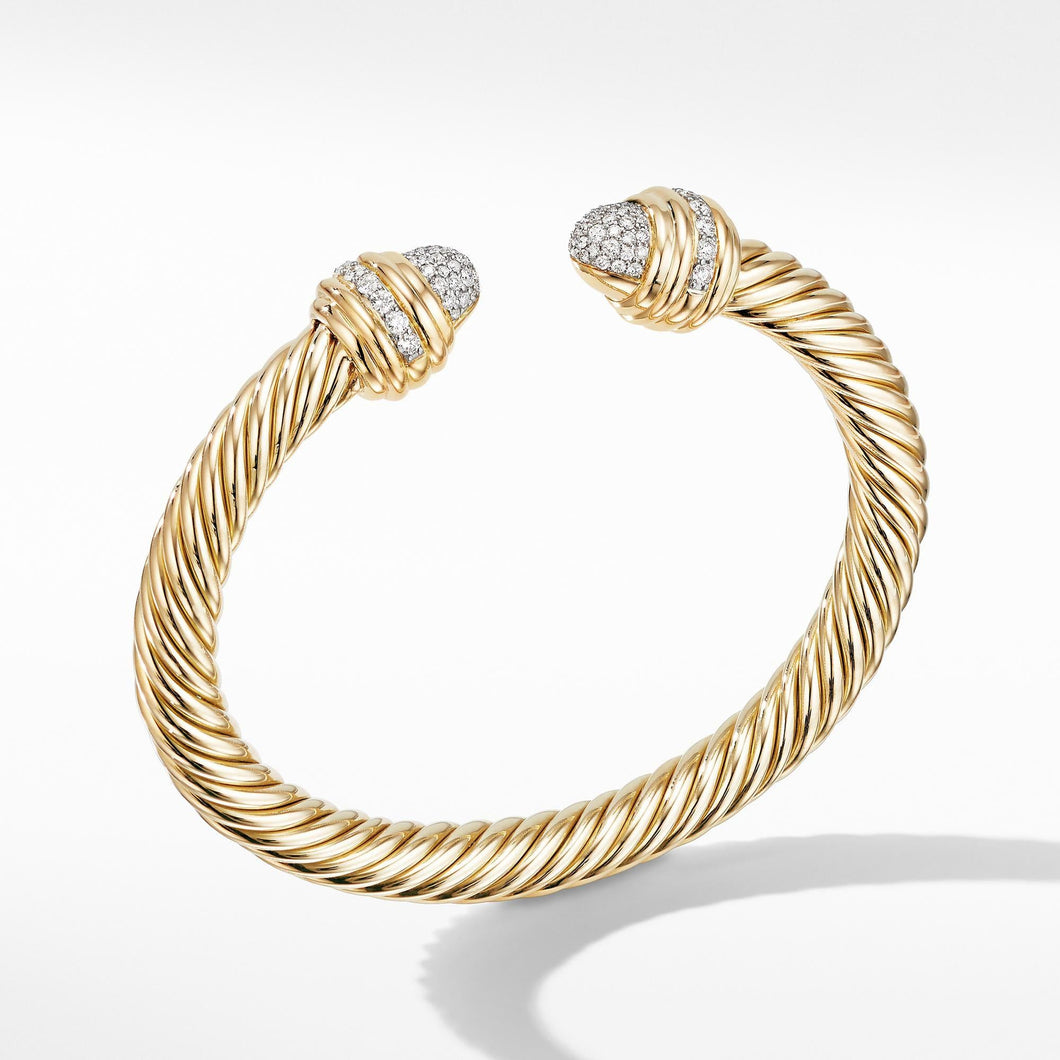 David Yurman Cable Bracelet in 18k Yellow with Diamonds, 7mm