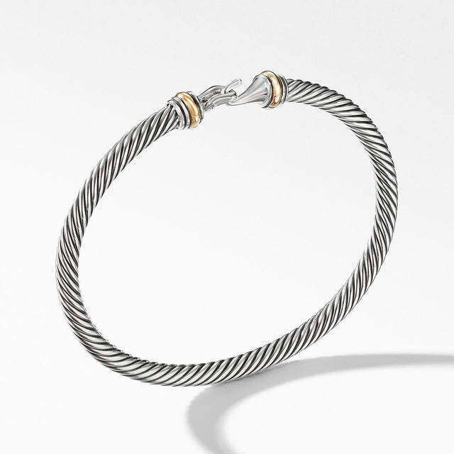 David Yurman Cable Buckle Bracelet with 18K Yellow Gold, 4mm - Size Medium