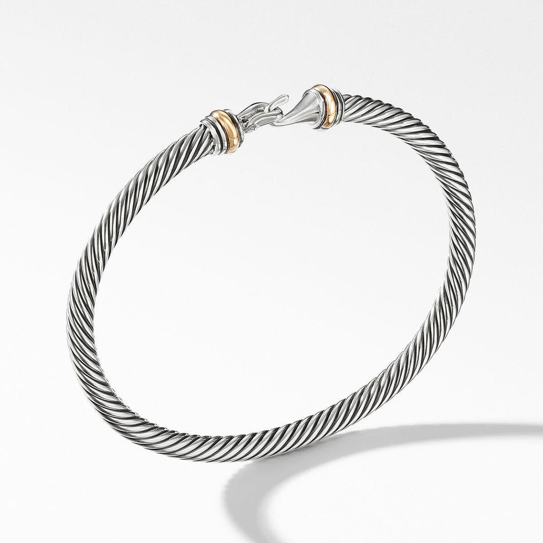 David Yurman Cable Buckle Bracelet with 18K Yellow Gold, 4mm - Size Medium