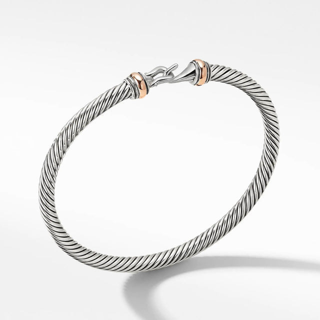 David Yurman Cable Buckle Bracelet with 18k Rose Gold, 4mm - Medium