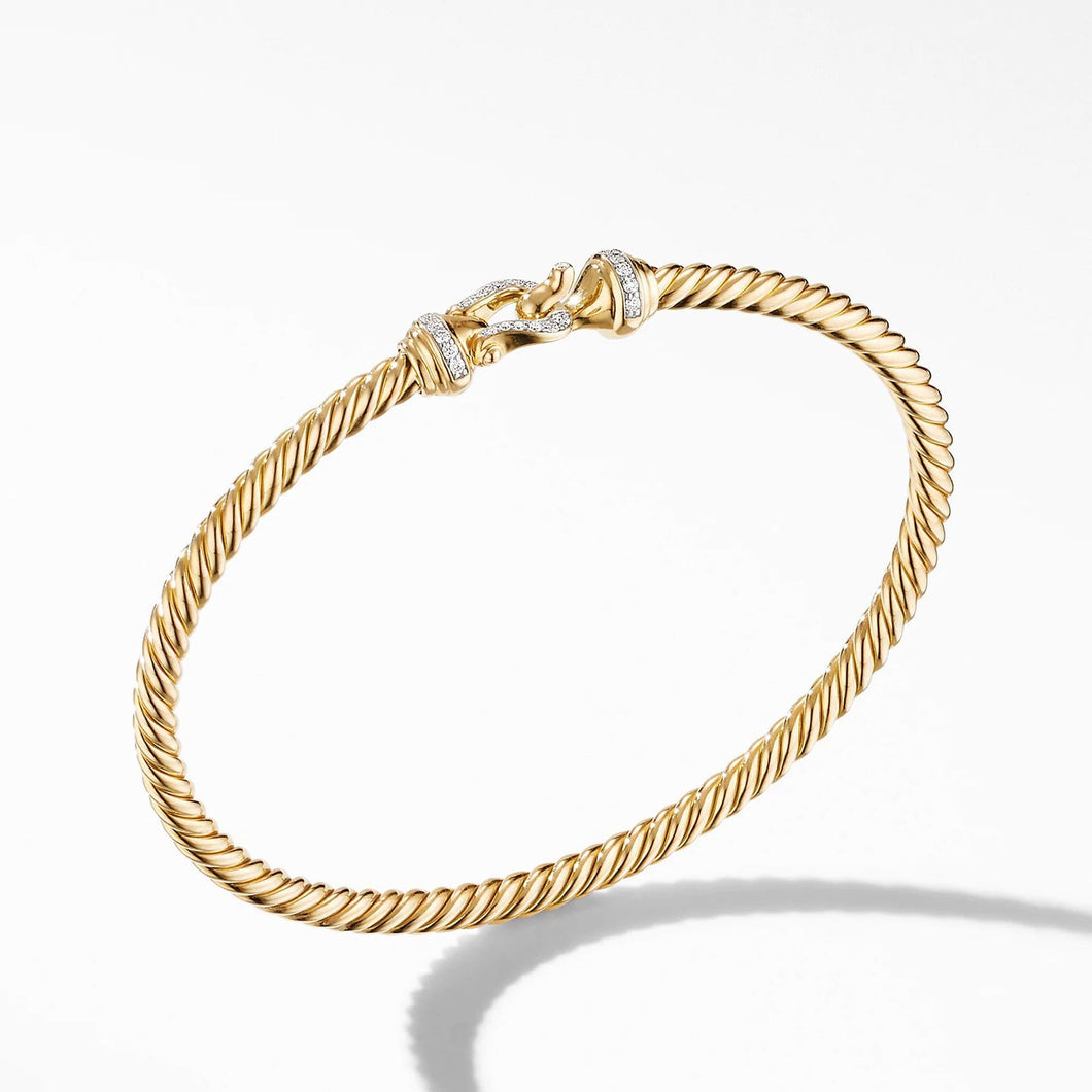 David Yurman Cable Buckle Collection Bracelet in 18K Yellow Gold with Diamonds - Medium