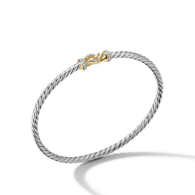 David Yurman Cable Buckle Collection Bracelet with 18K Yellow Gold and Diamonds - Medium
