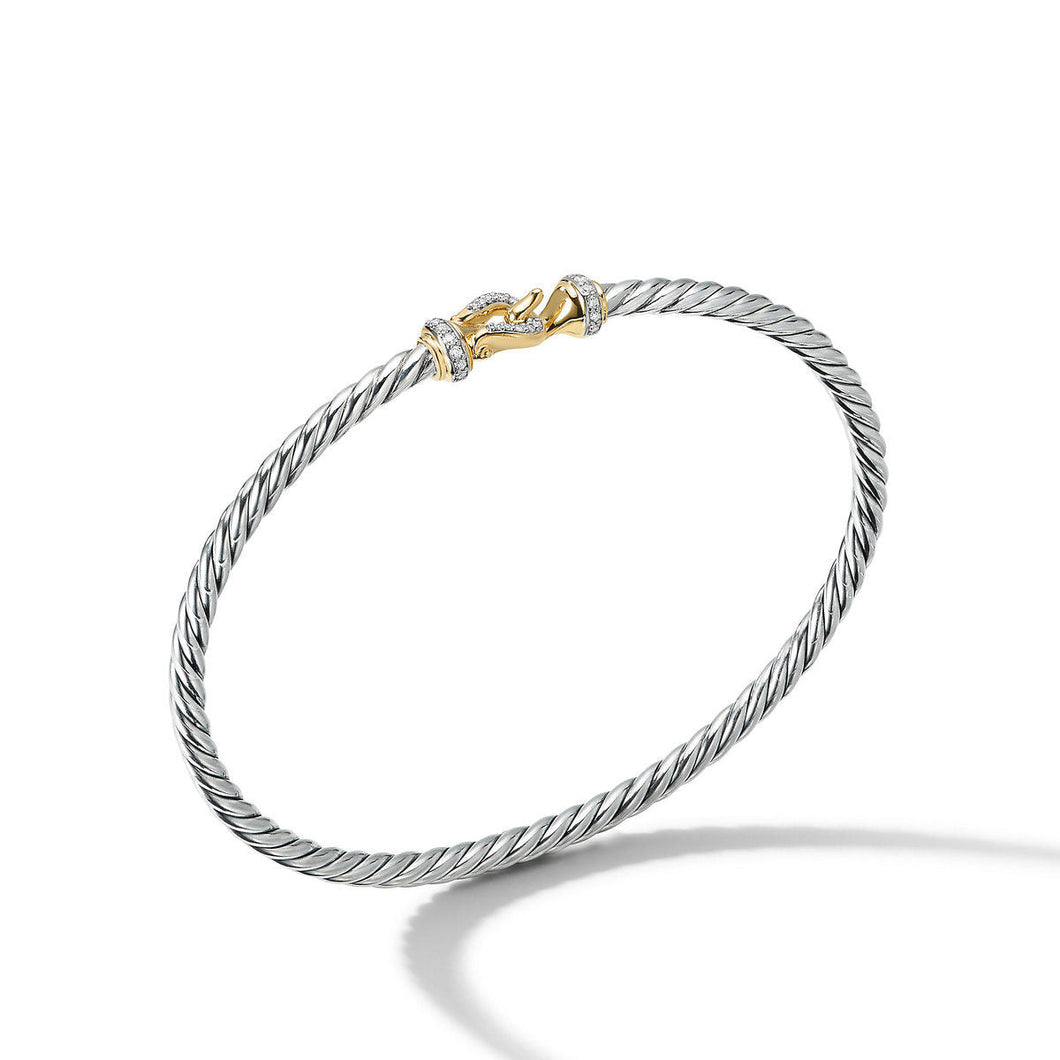 David Yurman Cable Buckle Collection Bracelet with 18K Yellow Gold and Diamonds - Medium
