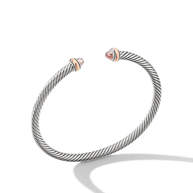 David Yurman Cable Classic Bracelet with Morganite and 18k Rose Gold - Medium