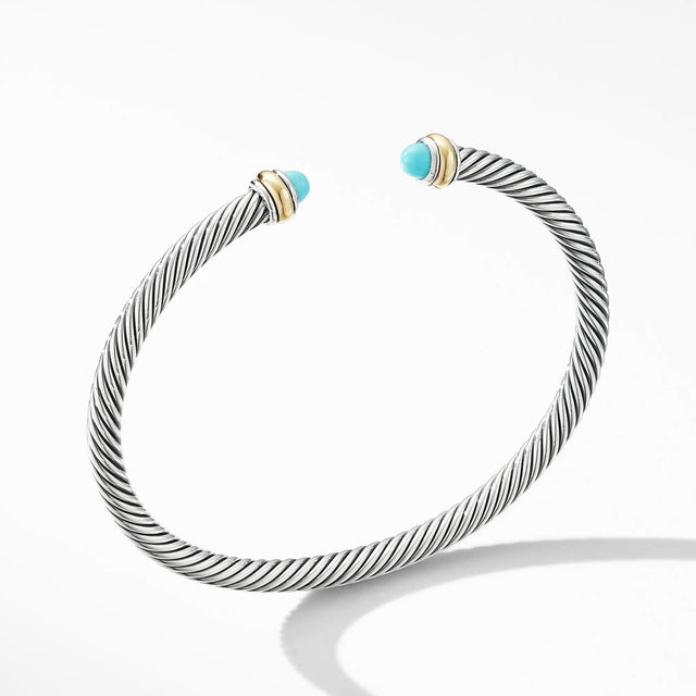 David Yurman Cable Classic Bracelet with Turquoise and 18k Yellow Gold - Medium