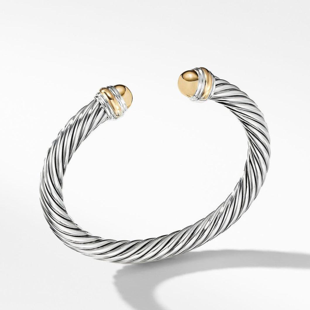 David Yurman Cable Classic Collection Bracelet with 14k Yellow Gold, 7mm - Medium