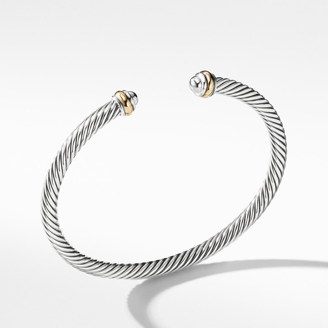 David Yurman Cable Classic Collection Bracelet with 18k Yellow Gold, 4mm - Medium