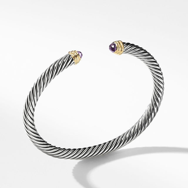 David Yurman Cable Classic Collection Bracelet with Amethyst and 14k Yellow Gold, 5mm - Medium