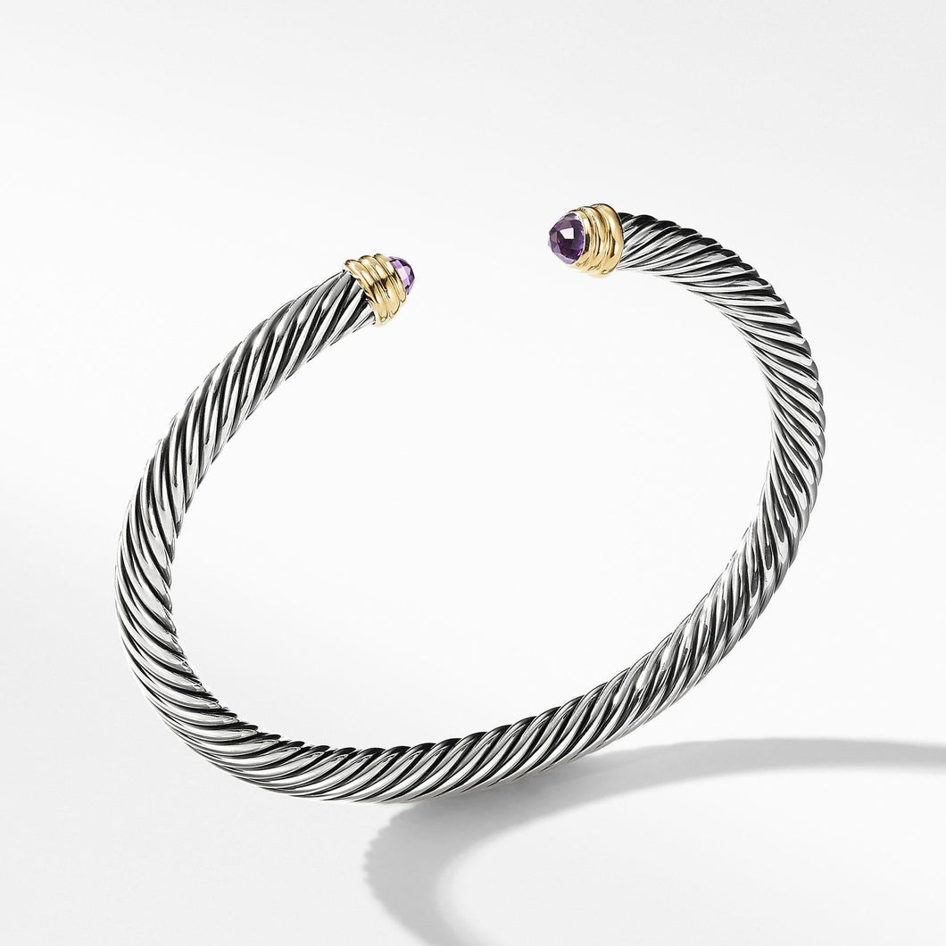 David Yurman Cable Classic Collection Bracelet with Amethyst and 14k Yellow Gold, 5mm - Medium