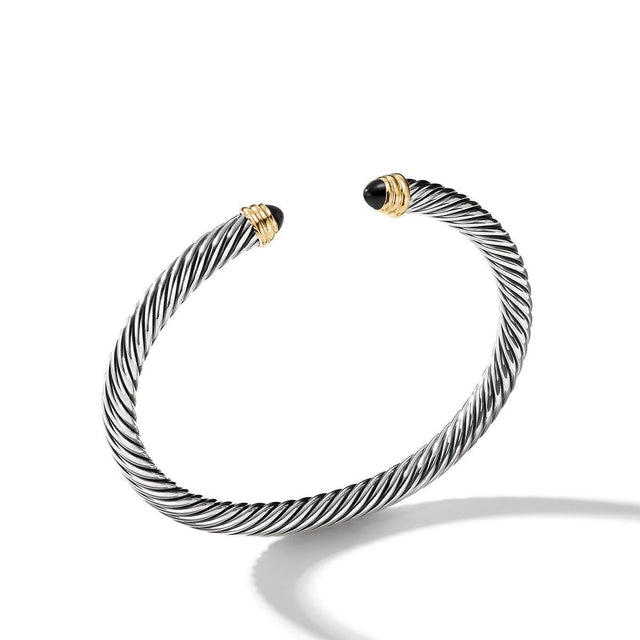 David Yurman Cable Classic Collection Bracelet with Black Onyx and 14k Yellow Gold, 5mm - Medium