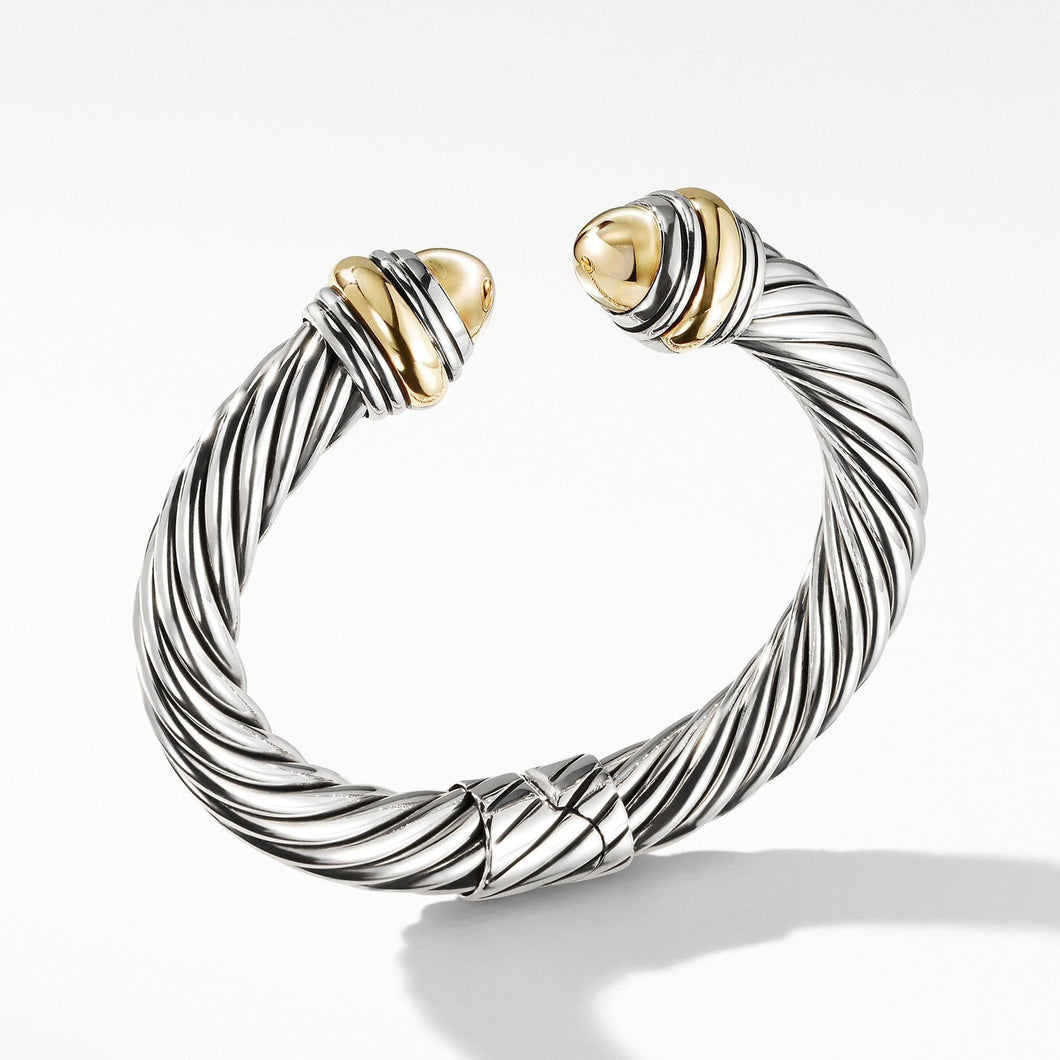 David Yurman Cable Classic Collection Bracelet with Bonded Yellow Gold and 14k Yellow Gold, 10mm - Medium
