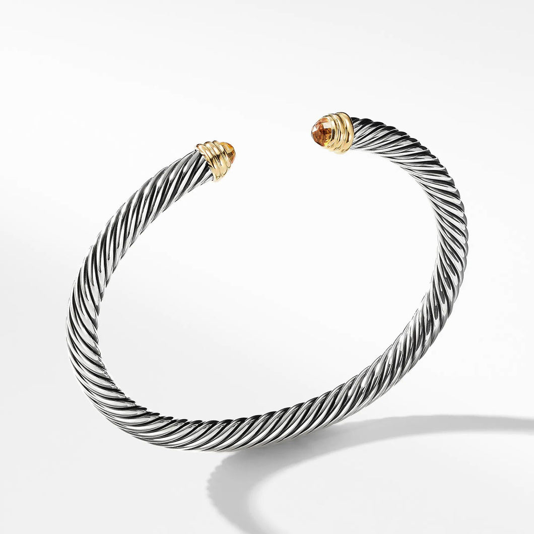 David Yurman Cable Classic Collection Bracelet with Citrine and 14k Yellow Gold, 5mm