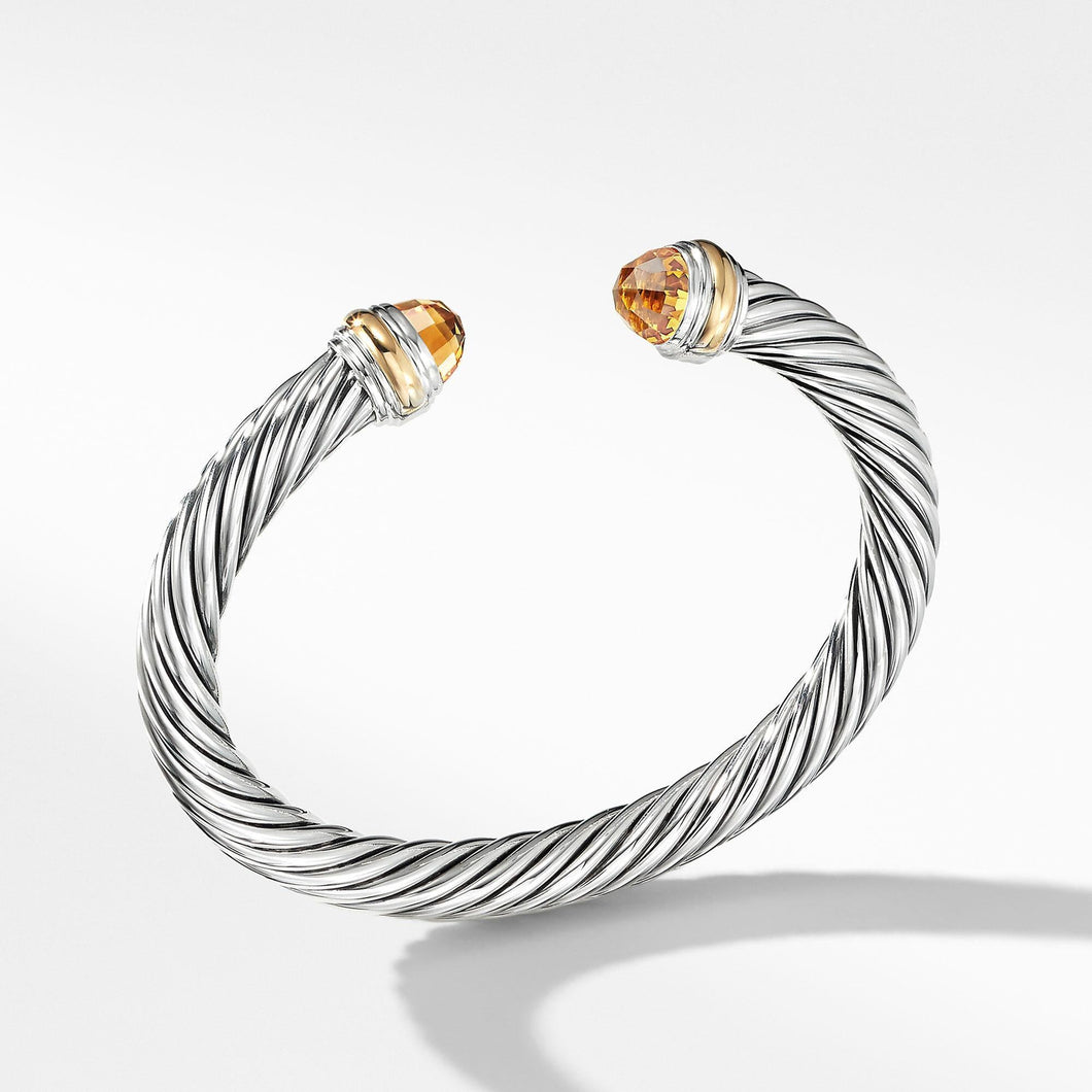 David Yurman Cable Classic Collection Bracelet with Citrine and 14k Yellow Gold, 7mm